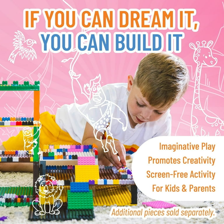 Strictly Briks Base Per Costruzioni 25x25 Cm (4 Pezzi) - Compatibili Con LEGO E Mega Bloks - Plastre Nere Per Costruire Torri E Castelli