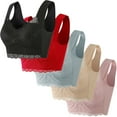 thumbnail image 1 of Sujetador de encaje con tirantes sólidos para mujer, ropa interior de poliéster, talla grande, 5 unidades, 1 of 7