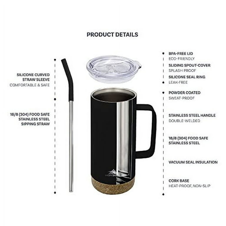 16 oz Hot & Cold Vacuum Seal Double Wall Stainless Steel Mug with Cork Base