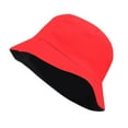 thumbnail image 2 of Hontri Bucket Hat Unisex Double Side Wear Reversible Bucket Hat Trendy Cotton Twill Canvas Sun Fishing Hat Fashion Cap Beach Hat Red, 2 of 4