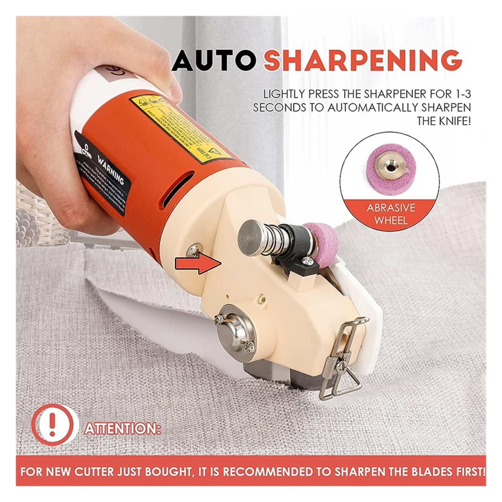 Electric Round Scissors Rotary Fabric Cutting Machine Rechargeable Powerful Carpet Leather Felt Fabric Cutting Tool ,Sharp & Durable