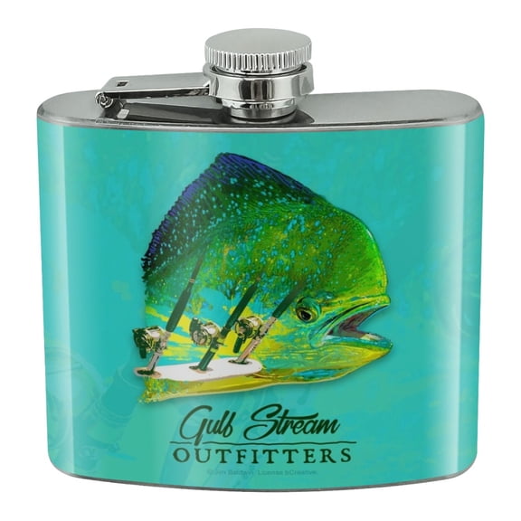 Gulf Stream Outfitters Mahi Mahi Ocean Fishing Stainless Steel 5oz Hip Drink Kidney Flask