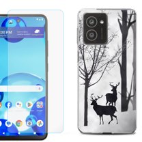 For HMD Vibe Shockproof Phone Case Cover with Tempered Glass Screen Protector, by OneToughShield - Forest Deer