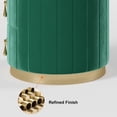 thumbnail image 6 of homary Velvet Nightstand with 3 Drawers, Green Round Bedside Table with Sintered Stone Top, Modern Nightstand with Storage for Bedroom, End Table for Living Room, 6 of 18