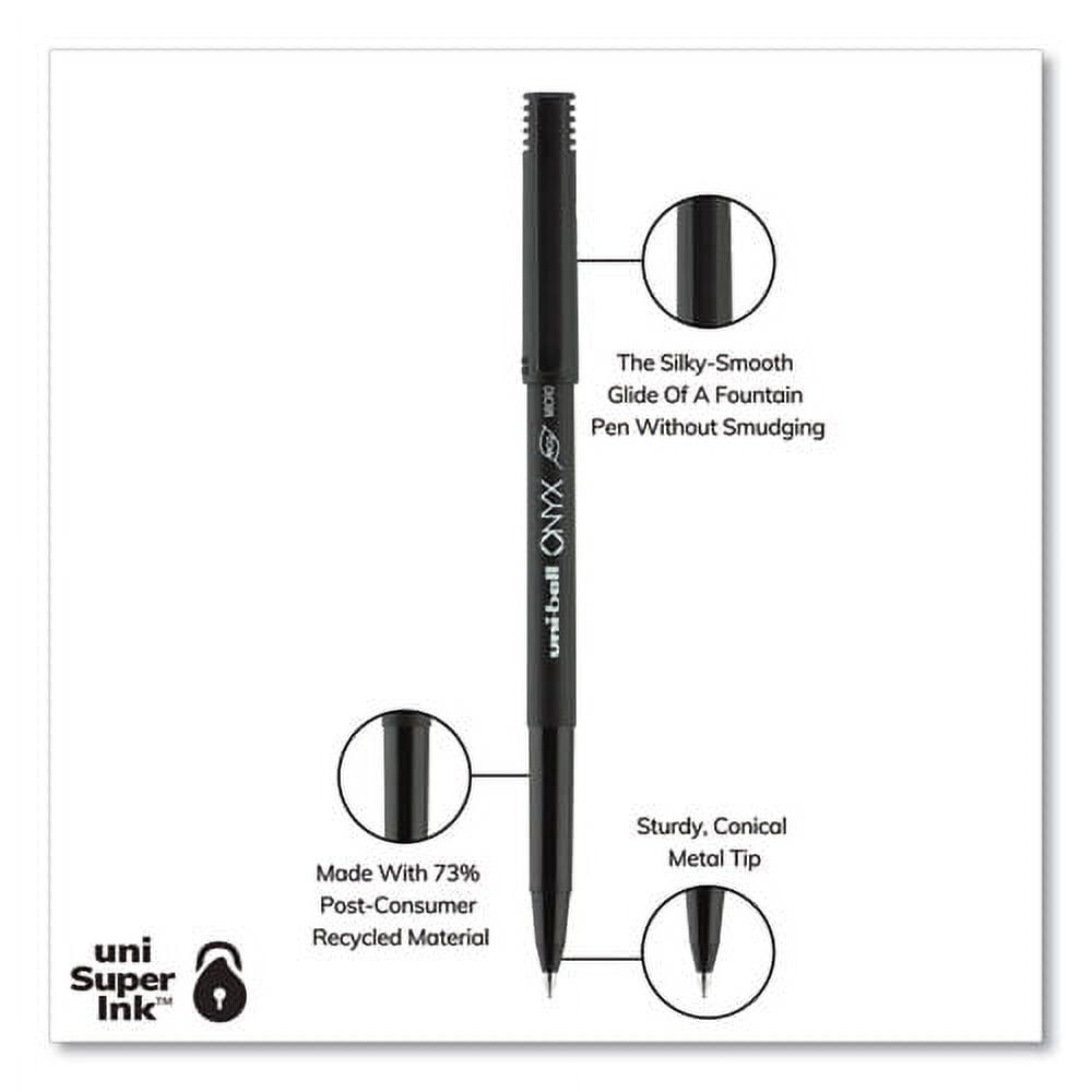 "Onyx Roller Ball Pen, Stick, Micro 0.5 Mm, Black Ink, Black Matte Barrel, Dozen | Bundle of 2 Dozen"