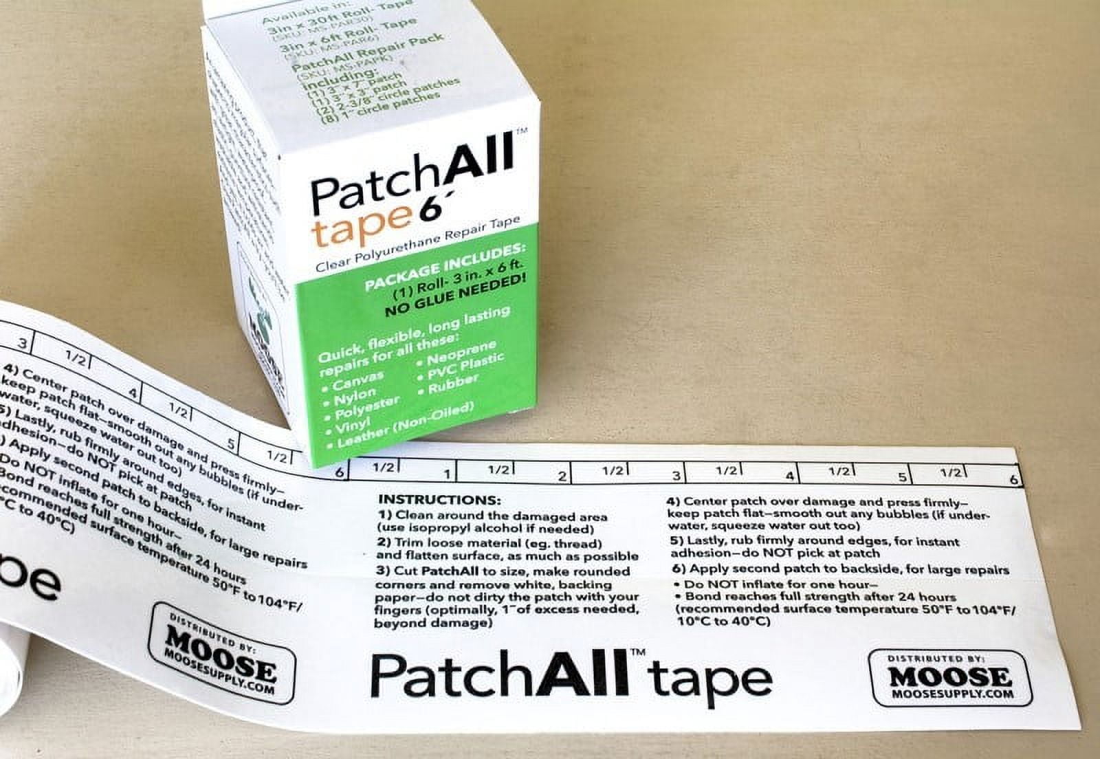 PatchAll Clear Repair Tape Waterproof For Vinyl Leather and Canvas, 3" x 6' Roll