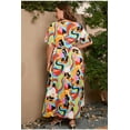 thumbnail image 4 of AURA Plus Size High Waist V Neck Printed Maxi Dress Elegant Spring Summer Style, 4 of 5