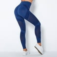 thumbnail image 2 of VSSSJ Womens Striped Color Block Yoga Pants Casual Slim High Waisted Buttery Soft Tights Running Workout Gym Tummy Control Stretchy Quick Dry Leggings Blue L, 2 of 5