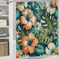 thumbnail image 6 of Awypu Tropical Summer Hawaiian Flower Palm Chic Modern Bathroom Decor Waterproof Shower Curtain Multiple Sizes White, 6 of 7