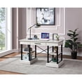 thumbnail image 2 of Pemberly Row Modern Hazy White One-Drawer Black Iron Frame Desk, 2 of 6