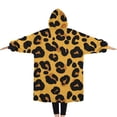 thumbnail image 2 of Oversized Wearable Blanket Hoodie,Yellow and Black Of Leopard Print Sherpa Blanket Hoodie with Super Pockets,Super Warm Fuzzy Pullover for Women & Men, 2 of 6