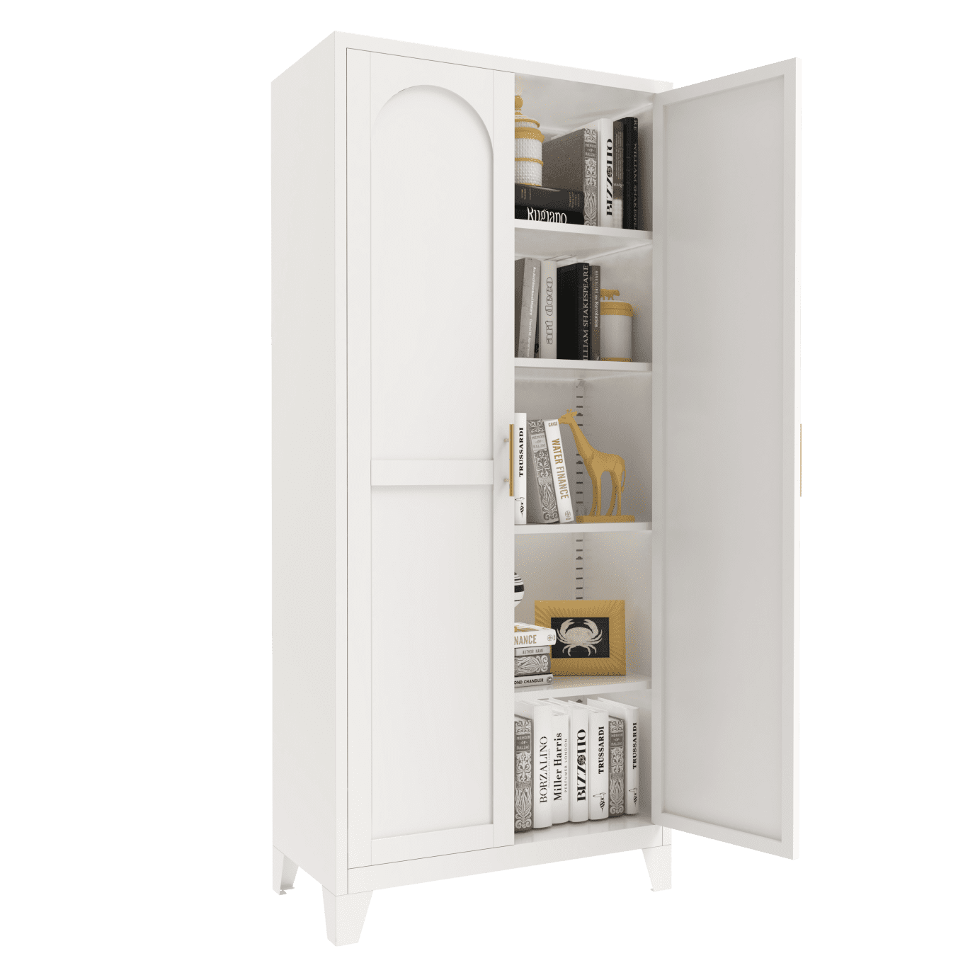 71" Metal Storage Cabinet with 2 Doors and Adjustable Shelves, Extra Large Pantry Cabinet with Anti Tip, Food Pantry Cabinet, for Bedroom, Kitchen, Office, White