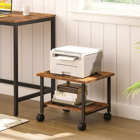 HOOBRO 2-Tier Mobile Printer Stand Under the Desk Printer Cart on Wheels Home Office BF02PS01