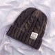 thumbnail image 1 of Gorro de lana de punto grueso para mujer, otoño e invierno, combina con todo, cabeza grande, verde, suelto, de moda, cara pequeña, 1 of 6