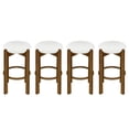 thumbnail image 3 of Christopher Knight Home 30" Round Upholstered Bar Stools, Wooden Frame, Dark Walnut + Ivory, Set of 4, 3 of 9