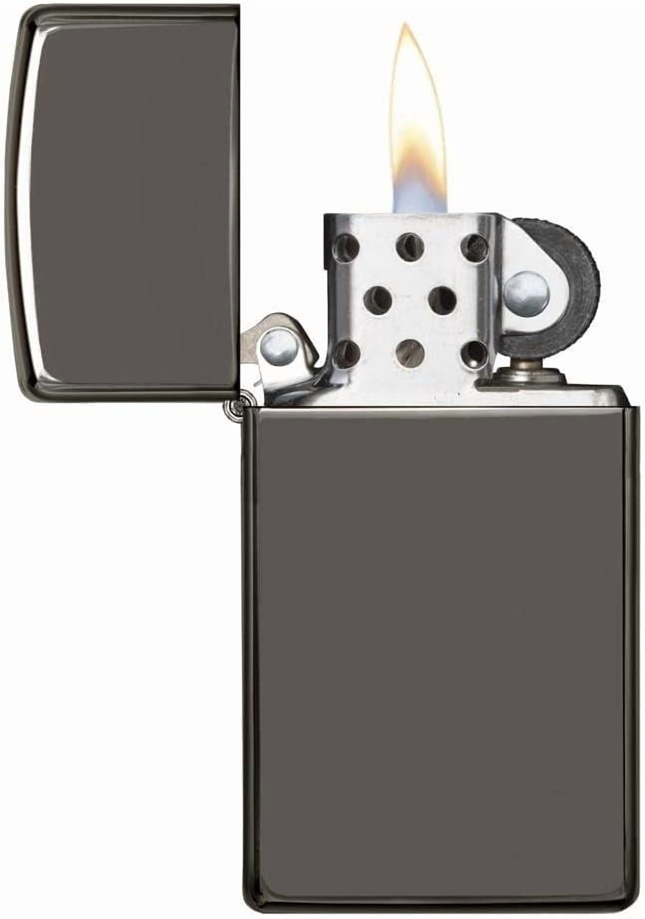 Zippo Lighter - Personalized Customize Message Engrave on Slim Size Windproof Lighter (Black Ice #20492)