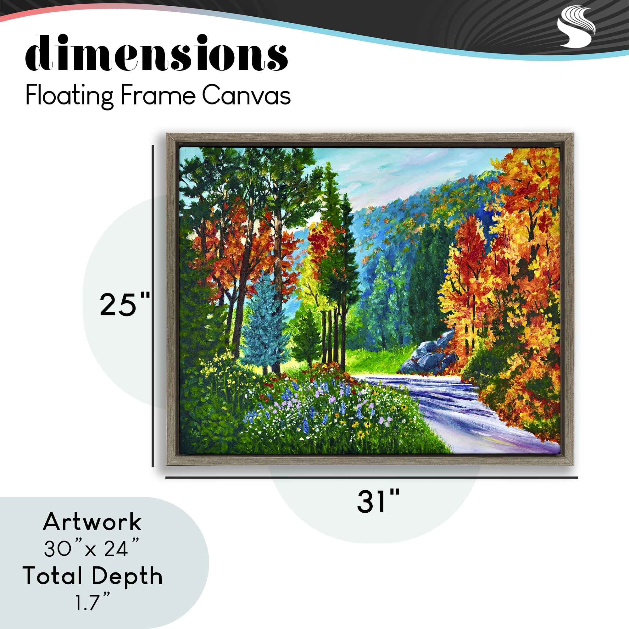 Stupell Industries Sunlit Autumn Woodland Pathway Brown Framed Floater Canvas Wall Art, design by Lee Ann Zirbes