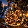 thumbnail image 4 of Clear Glass Christmas Ornament Ball with Squirrel, Mini Tree Scene Inside, Gold Crown Hanging Tree Decoration, 3.2x3.2 Inch, 1 Count, 4 of 7