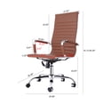 thumbnail image 2 of Office Chair, Ergonomic Office Chair with PU Leather & Iron Frame, High Back Chair, Brown, 2 of 7