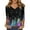 Dark Gray, variant on Women's Casual V-Neck 3/4 Sleeve Loose Fit Printed T-Shirt with Christmas Elements, Holiday Seasonal Top for Ladies Everyday Wear,Multicolor M