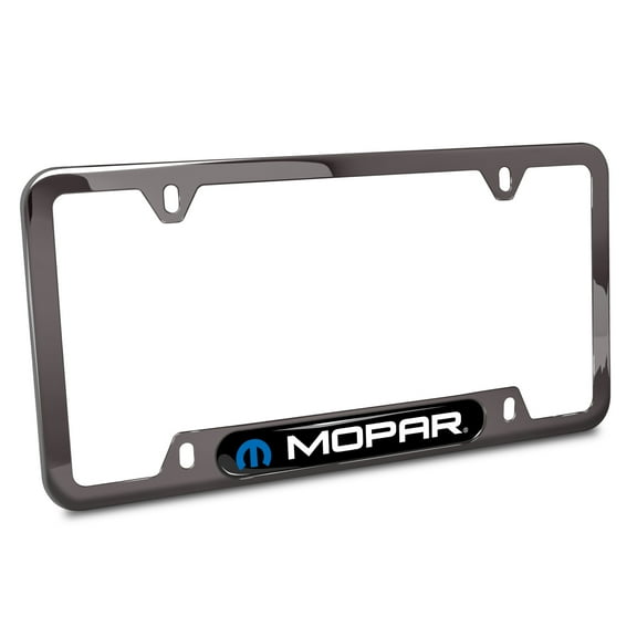 iPick Image for Mopar Black Insert Gunmetal Chrome Stainless Steel License Plate Frame, Official Licensed