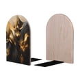 thumbnail image 2 of KLL Luxurious Gold Flow Print Wood Book Ends for Shelves,1 Pair Wood Bookends Book Holder Stand Decorative, Book Stoppers for Heavy Duty Books CD File Video Games, 2 of 8
