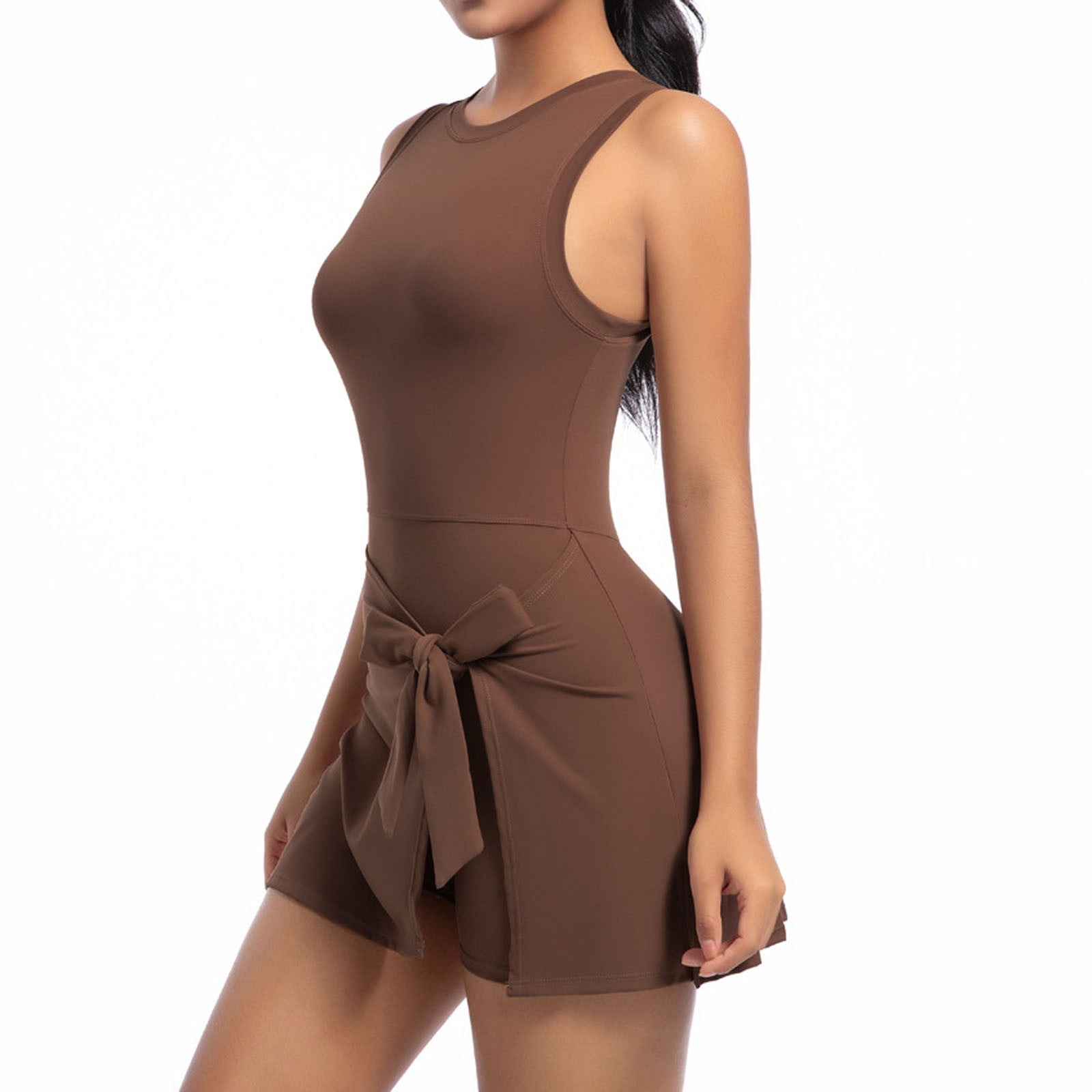 FireFox Cute Golf Tennis Dress 2 in 1 Workout Athletic Dresses for Women with Shorts Outfits Summer Clothes-Brown-M,Athletic Dresses for Women with Shorts,Plus Size Tennis Dress