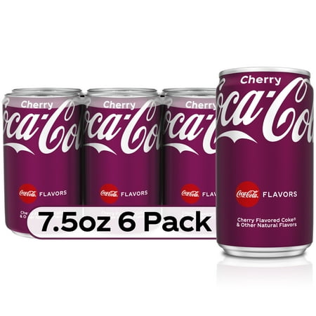 Coca-Cola Cherry Mini Soda Pop Soft Drink, 7.5 fl oz, 6 Pack Cans