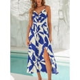 thumbnail image 4 of Vestido largo CUPSHE para mujer, verano, sin mangas, playa, casual, abertura lateral, tirantes finos, vacaciones, graduación, vestido midi azul medianoche, M, 4 of 4