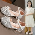 thumbnail image 6 of Piuwrlz Kids Glitter Crystal Sandals Girls Versatile Closed Toe Shoes Lace-Up Dress Flats Silver Size 10 Years, 6 of 9
