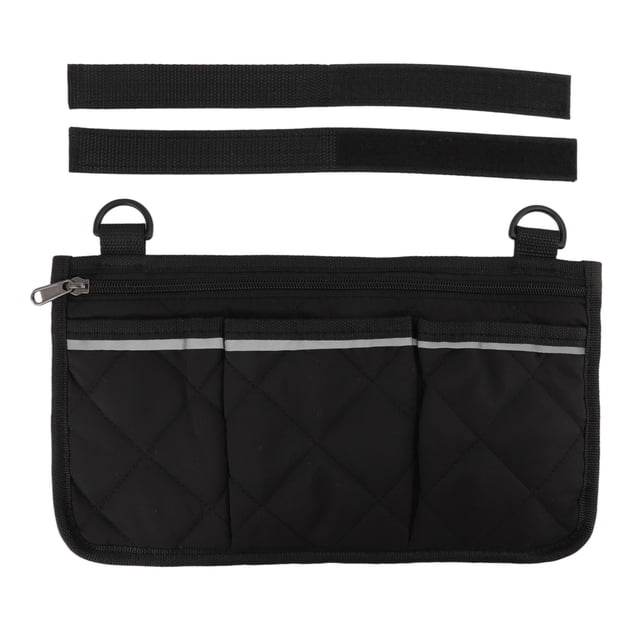 Bolsa para silla de ruedas, impermeable, de poliéster, con múltiples bolsillos, para exteriores, color negro