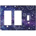 thumbnail image 1 of NICKSUN Galaxy Space Purple Combination Wall Plate, 3 Gang 2 Rocker 1 Toggle Outlet Cover Decorative Switch Plate for Office Home Decor, 4.5 x 6.38 Inch, 1 of 7