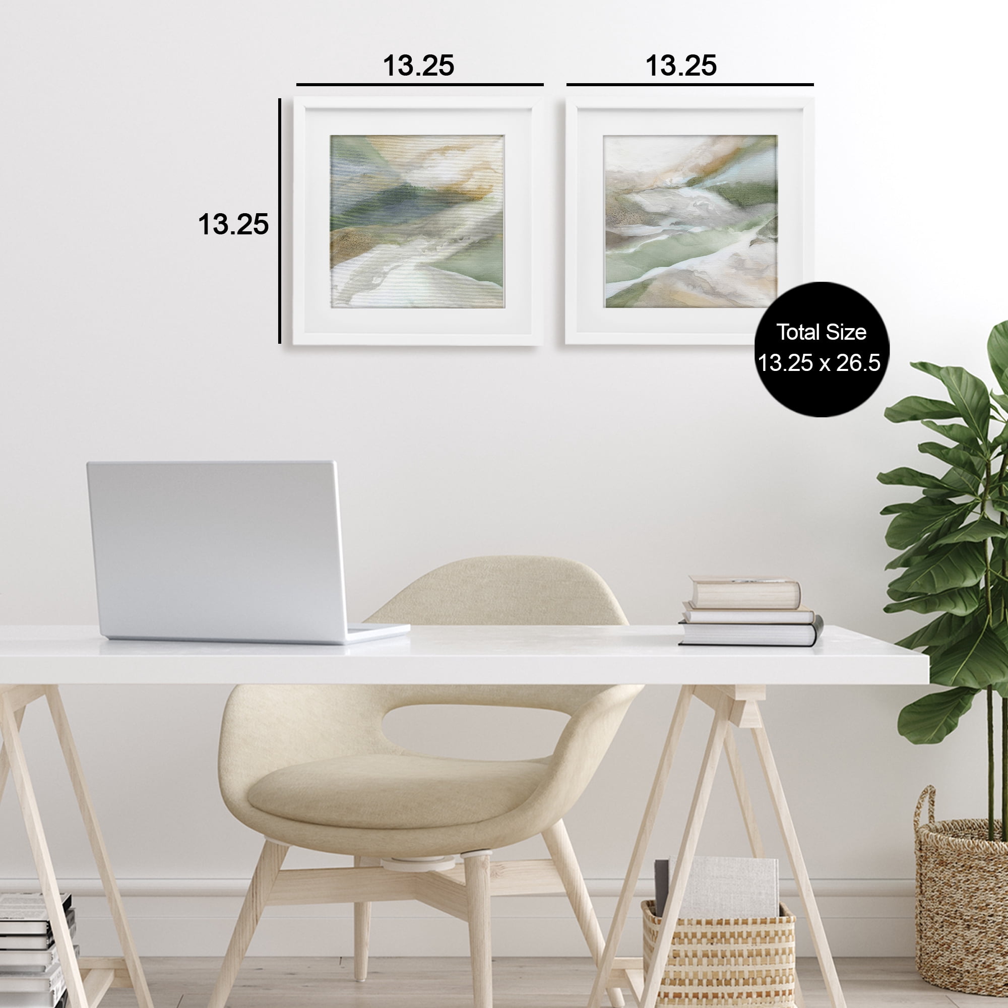 Stupell Industries Serene Misty Valley Abstraction 2 Piece White Framed Print Under Glass Set, design by Carol Robinson
