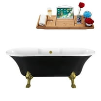68" Streamline N103BGL-BGL Clawfoot Tub and Tray With External Drain