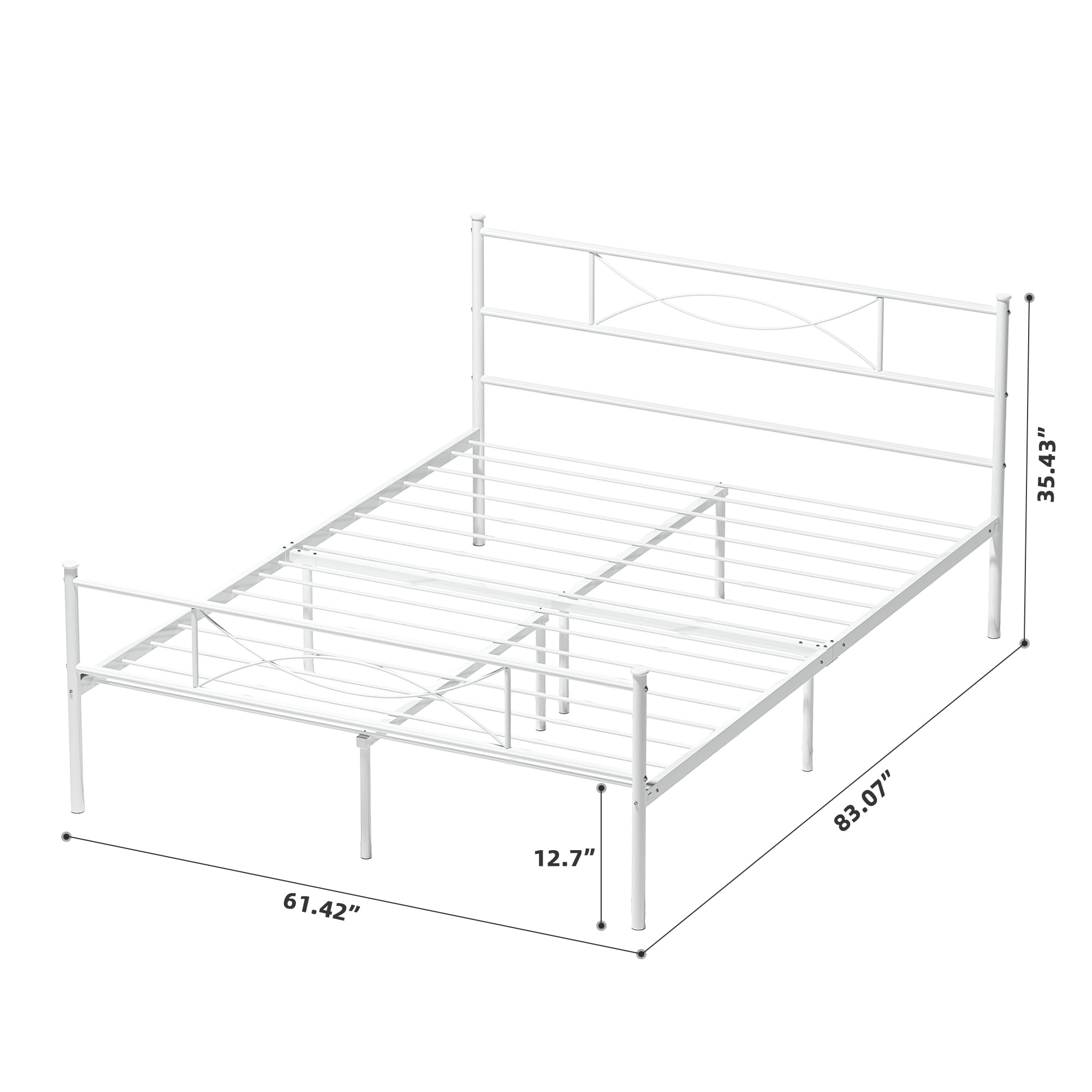 Yoneston Queen Size Metal Bed Frame Bedroom Mattress Platform Foundation with Headboard