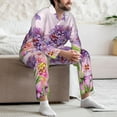 thumbnail image 7 of Picia Flowers And Colorful Butterflies Pattern Men’s Long-Sleeve Sleepwear Set - Soft 2-Piece Loungewear with Pockets, Comfy PJs for Relaxing Nights-Large, 7 of 7