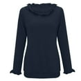 thumbnail image 3 of Abrigo largo grueso cálido de invierno Suéter de manga larga para mujer Suéteres de color sólido acanalado de punto con cuello Rojoondo casual (Azul, S), 3 of 5