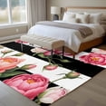 thumbnail image 5 of Pink Peony Washable Living Room Rugs 5'x8', Flowers Black And White Stripes Low Pile Throw Large Area Rug Non-Slip Sturdy Edge Binding Carpet for Living Room Kitchen Office, 5 of 9