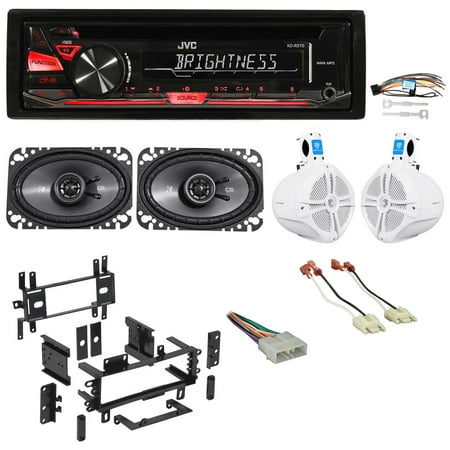 JVC CD Player/Stereo+8" Rollbar Speakers+2) 4x6 Speakers For 87-95 Jeep Wrangler