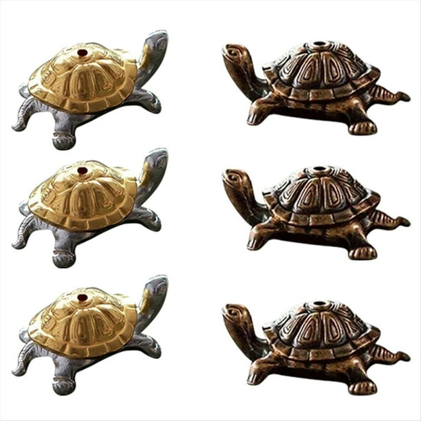 Mini de Metal con Forma de Tortuga para Meditación, Buda de Sándalo, Soporte para Palos, Divertidos Soportes de Animales, Decoración del Hogar, 6 Piezas