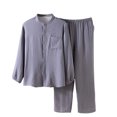 thumbnail image 1 of Birdeem Ensemble de Pyjama pour Homme, Style Décontracté, Design Contrastant, Manches Longues, Col Rond, Cardigan à Poches, Pantalon Long à Taille Élastique, Tenue d'Intérieur, Pantalon de Survêtement pour Homme, Pantalon de Pyjama pour Homme, 1 of 9
