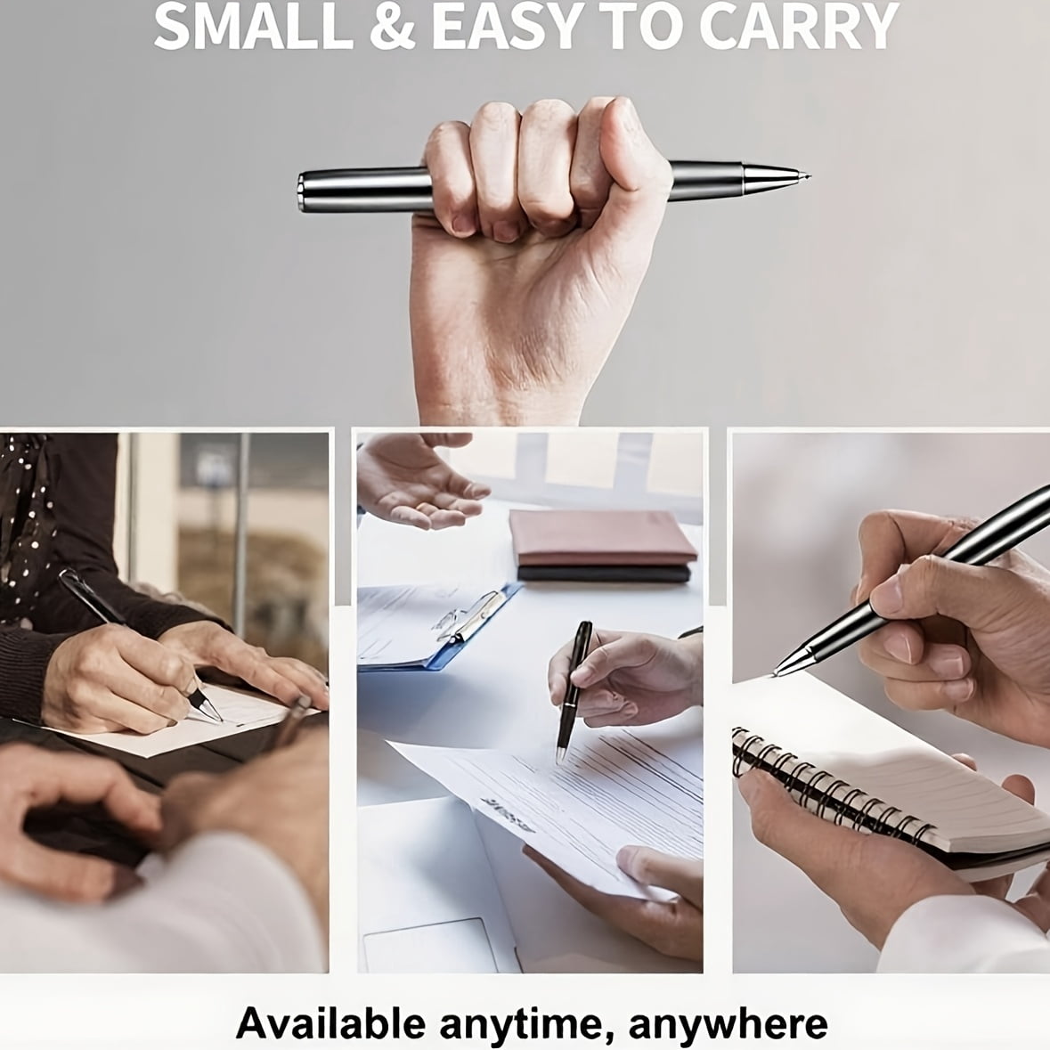 Wearable Mini Voice Recorder Pen, Rechargeable HD Audio Recorder for Lectures, Meetings, Interviews, Concerts, USB MP3 Playback Portable Safe Device