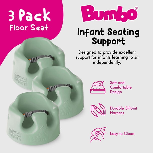 Bumbo Baby Soft Foam Wide Floor Seat w/ Adjustable Harness, 3 Pack
