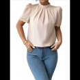 thumbnail image 2 of Camisa de Verano para Mujer, de Corta, con Volantes, Cuello Alto, Floral, , 2025, Blusas Informales, Tops Caqui M, 2 of 8