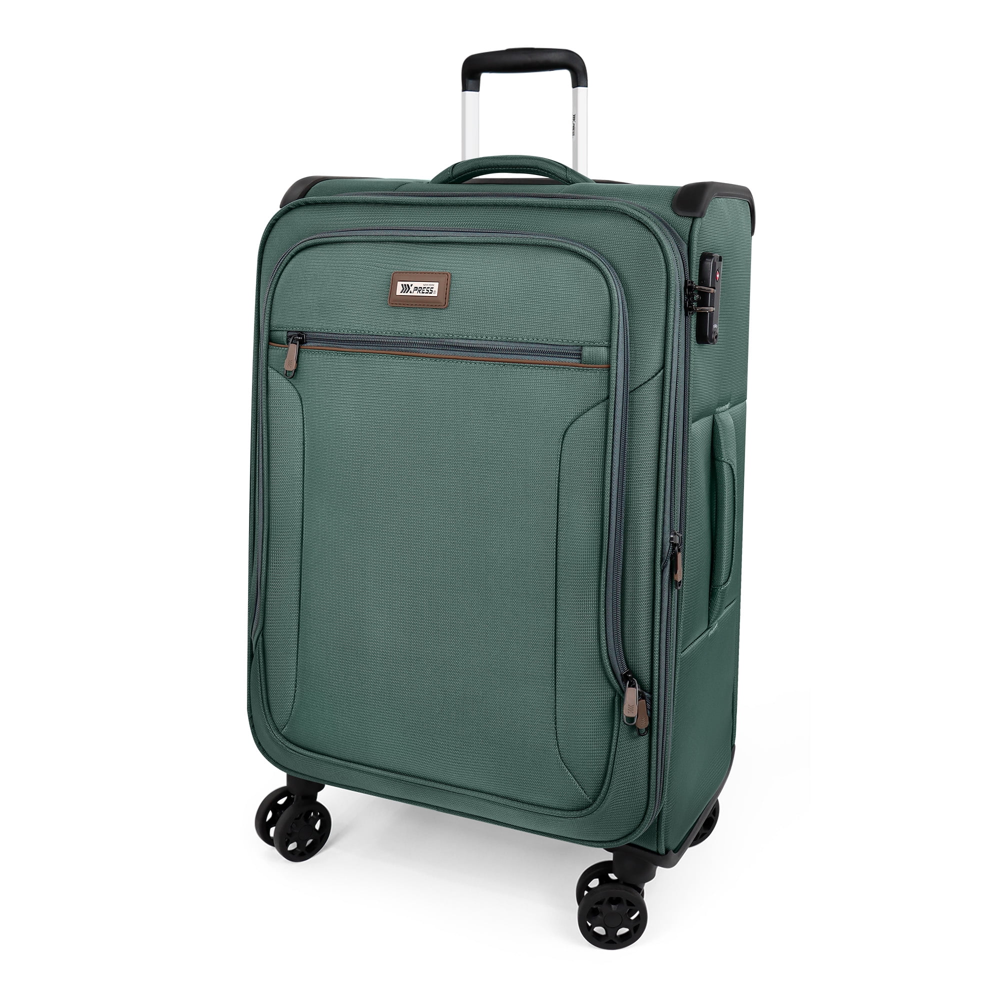 28 Inch Large Softside Checked Luggage,Expandable Soft Shell Suitcase with Spinner Wheels and TSA Lock,Durable Lightweight Travel Case,XJ1907-Grey