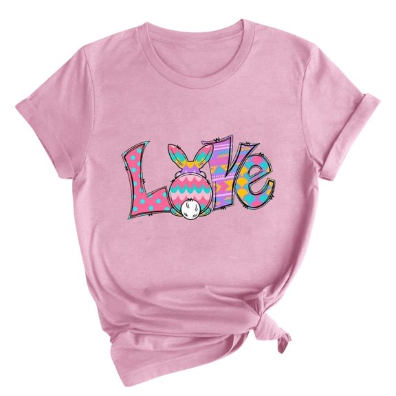 Black*Friday Deals Clearance GaThRRgYP Spring Tops for Women,Womens Tops Short Sleeve Summer,GaThRRgYP Women's Fashion Crewneck Printed Short Sleeve T-shirt Casual Loose Shirt Tops