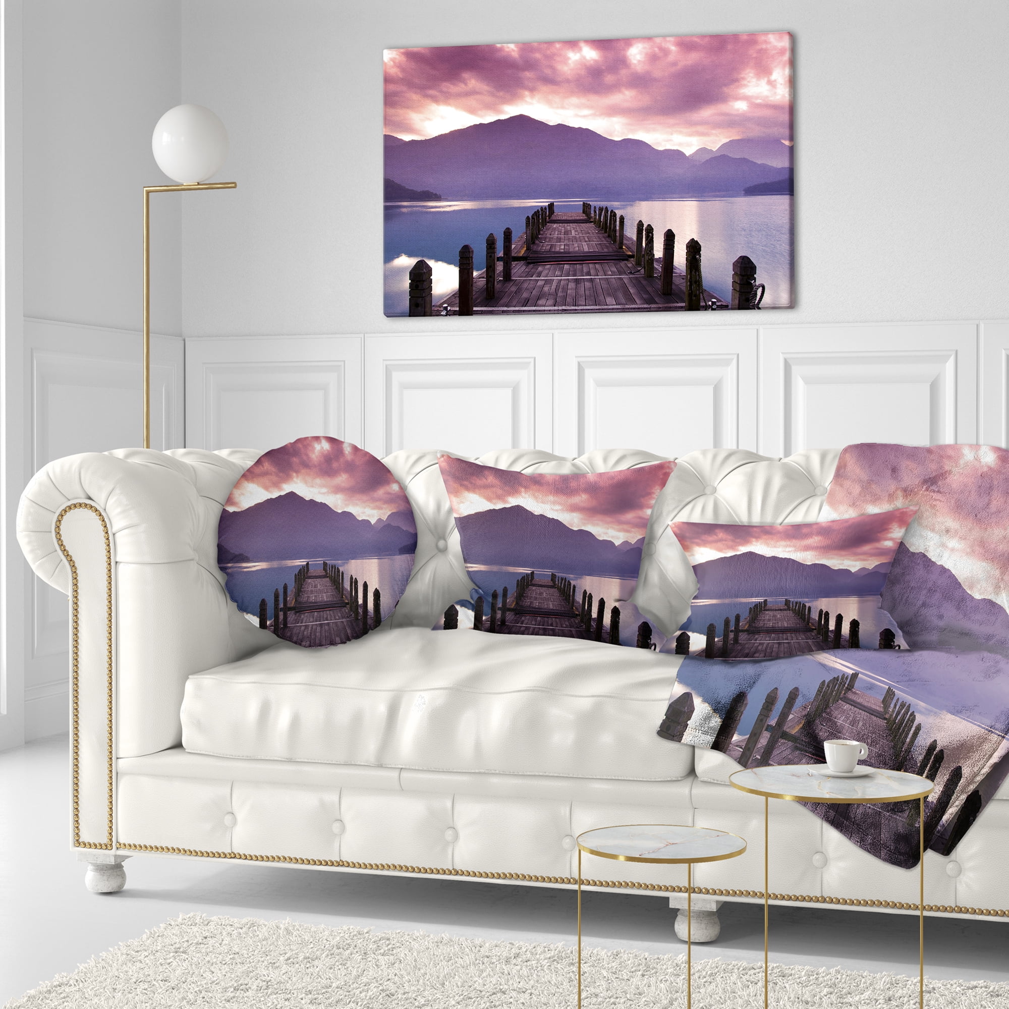 Designart Beautiful Spring Sea at Morning - Photography Throw Pillow - 12x20