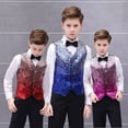 thumbnail image 2 of Tiweut 2 Piece Outfit Boy Kids Sequin Vest Formal Vest Bow Tie Party Clothing,4-5 Y, 2 of 6