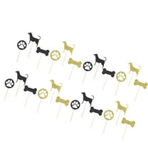 Soimiss Cake Topper Party Supplies Black Paper 24pcs