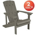 thumbnail image 3 of Flash Furniture Set of 2 Charlestown All-Weather Poly Resin Wood Adirondack Chairs in Gray, 3 of 9